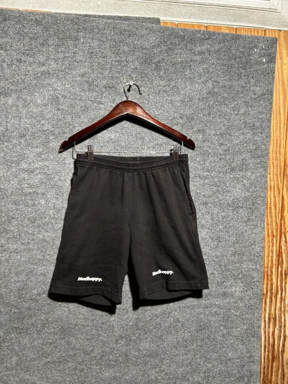 Madhappy Sweat Shorts Mens Small Black 100% Cotton Elastic Waist Lounge Casual
